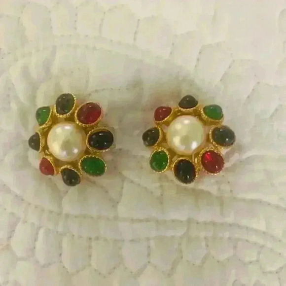 Large Earrings Clips Vintage 1980 s - Picture 3 of 7